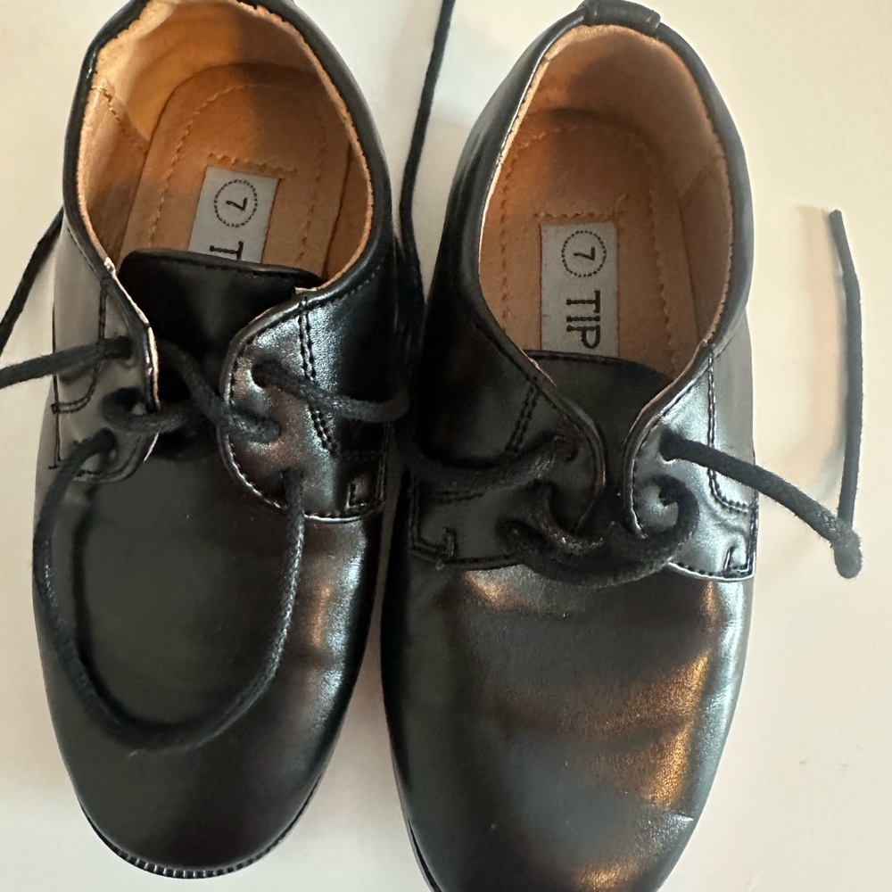 Black Leather Oxford Dress Shoes - Tip Top Kids - Size 7 Toddler / Little Kid
